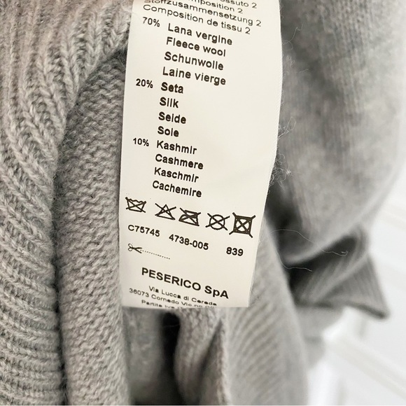 Peserico Gray (Grey) Cashmere Wool Silk Sweater Dress Tie Waist Size 48 IT - Picture 9 of 15